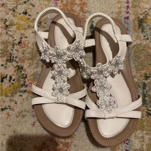 Amazon White Floral Sandals